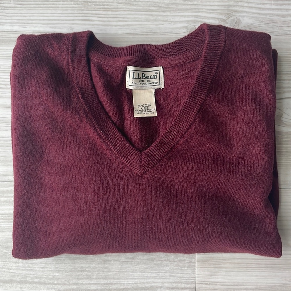 LL Bean red v-neck sweater